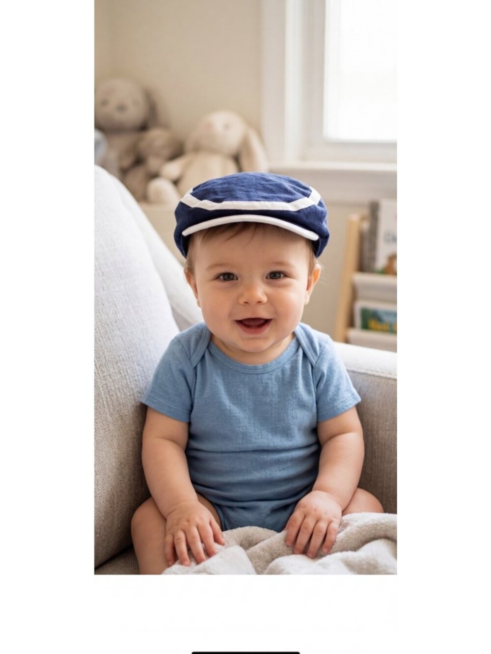 Gap Baby Linen Cabby Hat Blue Size 6-12 Months Y2K